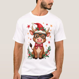 Camiseta Amante de Vaca das Terras Altas Fofo Chapéu de Pap