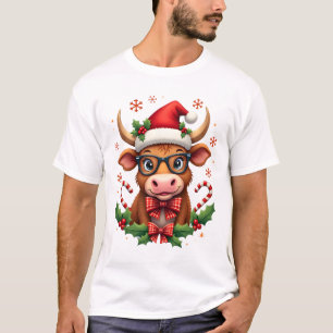 Camiseta Amante de Vaca das Terras Altas Fofo Chapéu de Pap