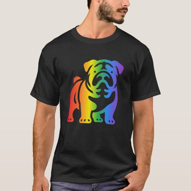 Camiseta Amante do Bulldog Arco-íris (Frente)