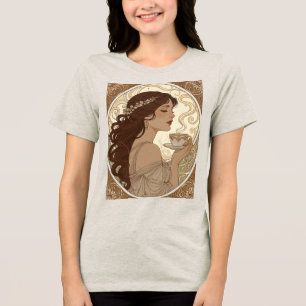 Camiseta Amante do Café Art Nouveau no Estilo de Mucha
