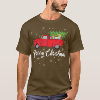 Camiseta Amante do Caminhão Vermelho Luzes de Natal Árvore 