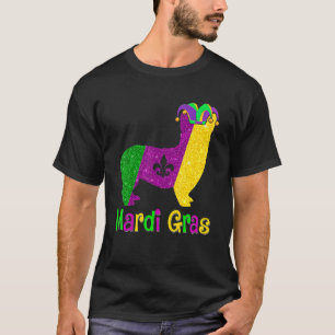 Camiseta Amante do Cão Corgi Carnaval Mardi Gras Bufão