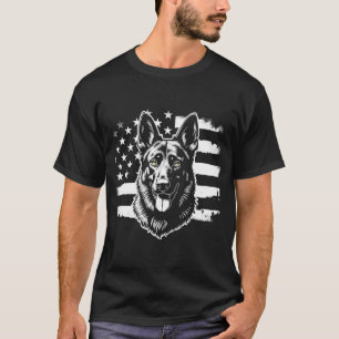 Camiseta Amante do Cão Pastor Alemão Bandeira dos EUA 4º