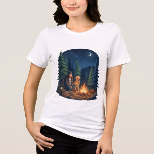 Camiseta Amante do Cão Retriever Dourado Acampamento Foguei