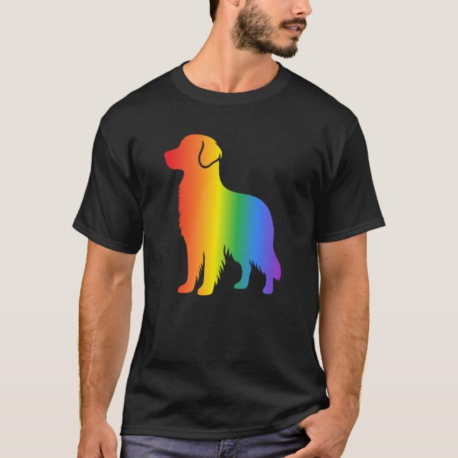 Camiseta Amante do Cão Retriever Dourado Arco-íris (Frente)