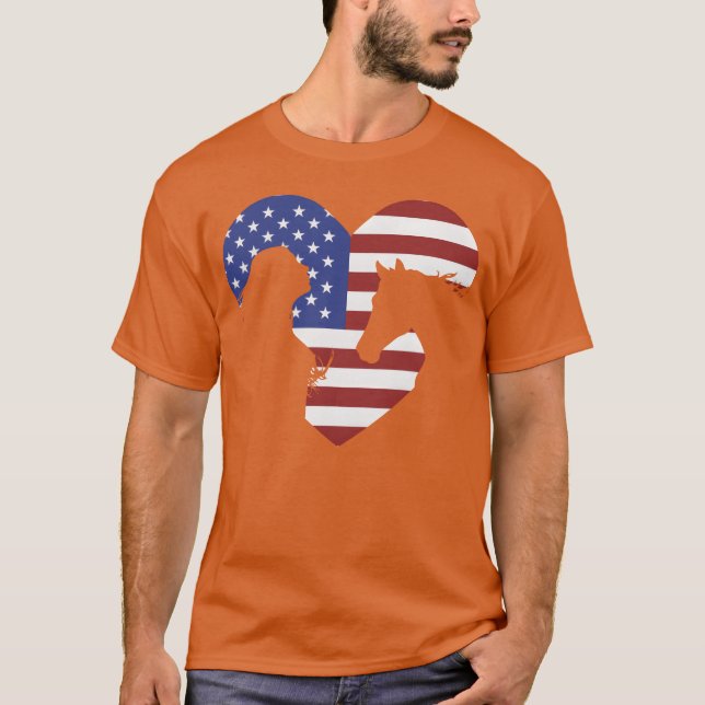 Camiseta Amante do Cavalo de Bandeira Americano para mulher (Frente)