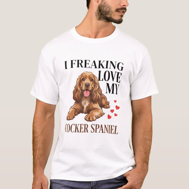 Camiseta Amante do Cocker Spaniel Coração Engraçado (Frente)