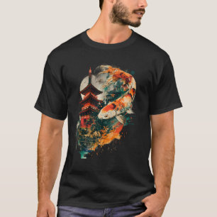 Camiseta Amante do Lago Japonês da Pagode Koi Carpa Japones
