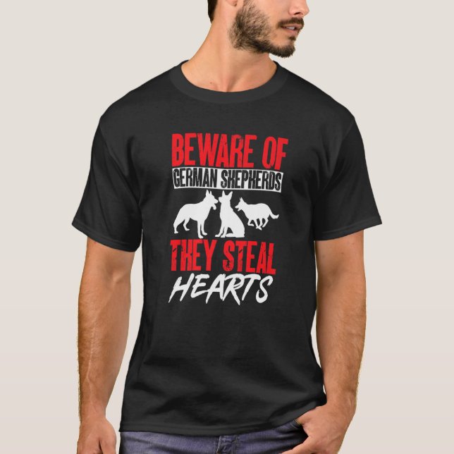 Camiseta Amante do Pastor Alemão - Cuidado com pastores ale (Frente)