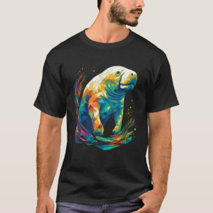 Camiseta Amante do Peixe-Boi Geométrico Polígono Dugongo Oc
