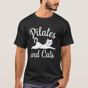 Camiseta Amante do Pilates e Gatos Treino Divertido Present