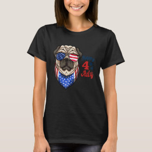 Camiseta Amante do Pug da Bandeira Americana 4 de Julho Ind