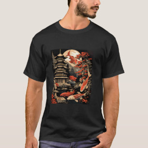 Camiseta Amante do Templo da Pagode do Lago Japonês Koi Car