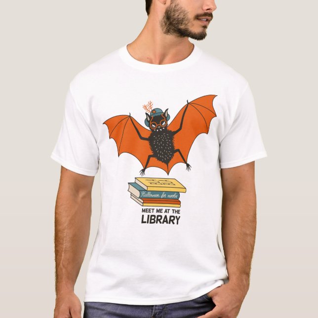 Camiseta Amante engraçado de livros de morcegos de professo (Frente)
