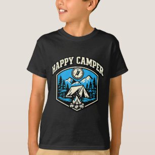 Camiseta Amante feliz do camping engraçado de caminhada