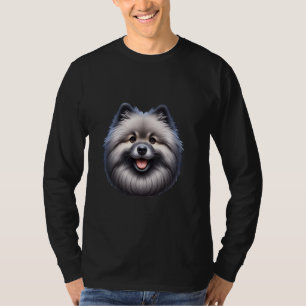 Camiseta Amante Feliz do Cão Keeshond Rosto de Cachorrinho 