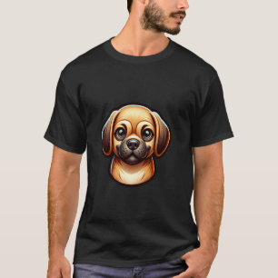 Camiseta Amante Feliz do Cão Puggle Rosto de Cachorrinho Fo