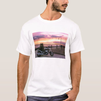 Camiseta Amantes da motocicleta no por do sol