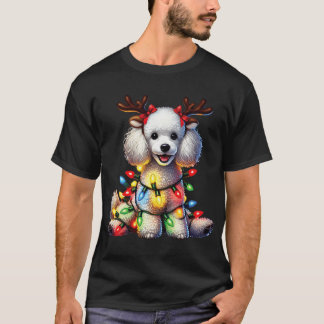 Camiseta Amantes de Animais de Estimação Xmas Poodle Cachor