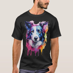 Camiseta Amantes de Border Collie Pop Art Color Border Coll
