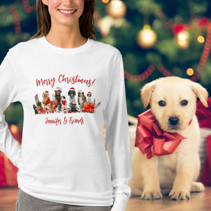 Camiseta Amantes De Cachorro, Bonitos, Adicione Nome, Natal