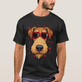 Camiseta Amantes de Cachorro Coração do Namorados Airedale 