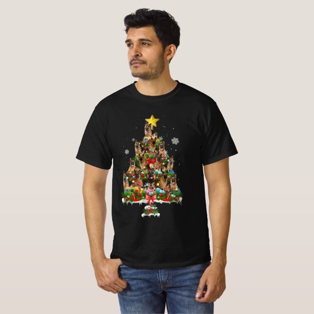 Camiseta Amantes de Cachorro de Árvore de Natal de German s (Frente Completa)