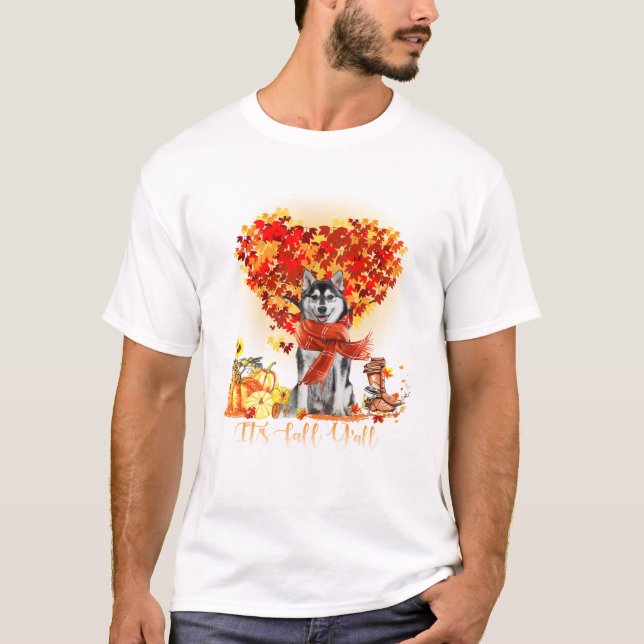 Camiseta Amantes de cachorro Husky do Outono (Frente)