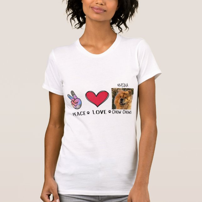 Camiseta Amantes de Cachorros Chow Chows Paz Amor (Frente)