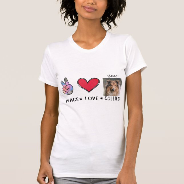 Camiseta Amantes de Cães Collies Amor Paz (Frente)