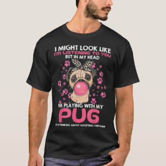Camiseta Amantes de Cães Engraçados Na Minha Cabeça Estou B