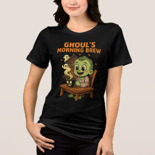 Camiseta Amantes de Café do Dia das Bruxas da Manhã de Ghou