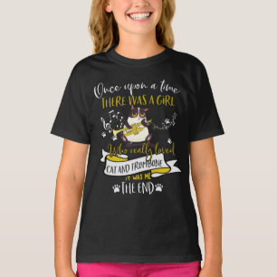 Camiseta Amantes de Cat  Que Realmente Amava Gato E Trombon