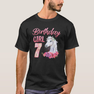 Camiseta Amantes de Cavalos 7º Aniversário Menina Fofa 7 An