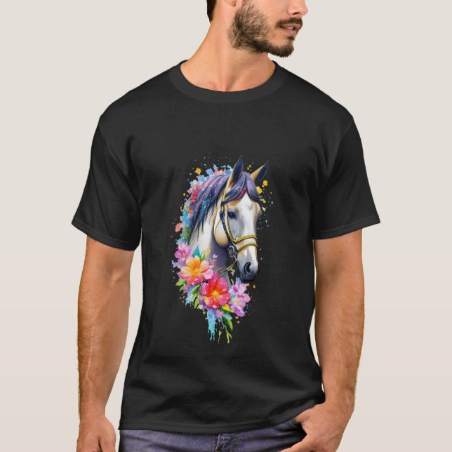 Camiseta Amantes De Cavalos De Primavera Flor Para Mulheres (Frente)