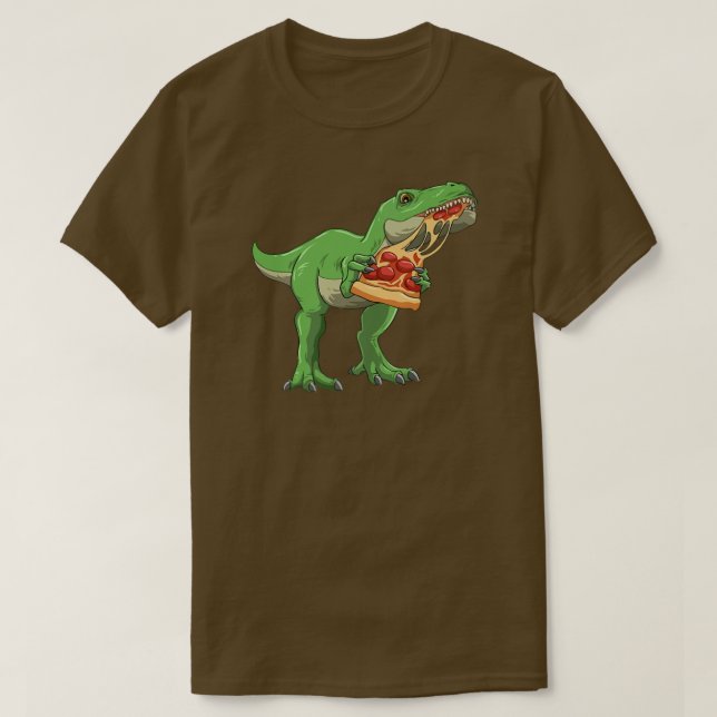 Camiseta Amantes de Comida de Tre do Dinossaur Comendo Pizz (Frente do Design)