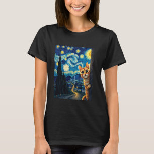Camiseta Amantes de Gatos Arte Inspirada em Van Gogh Pintur