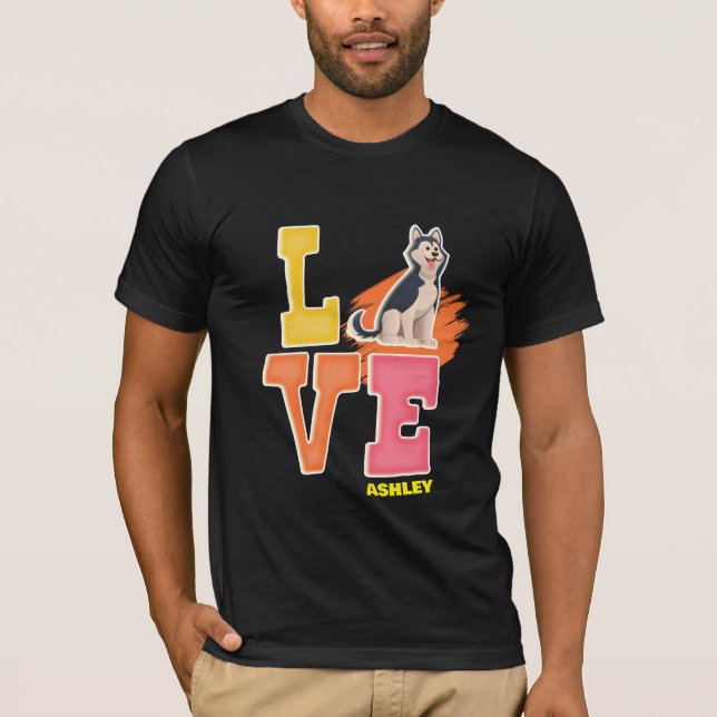 Camiseta Amantes de husky siberiano cor fofa (Frente)