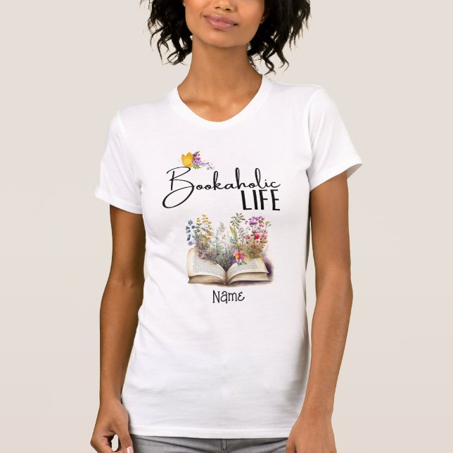 Camiseta Amantes de Livros de Trendências de Vida Curta de  (Frente)