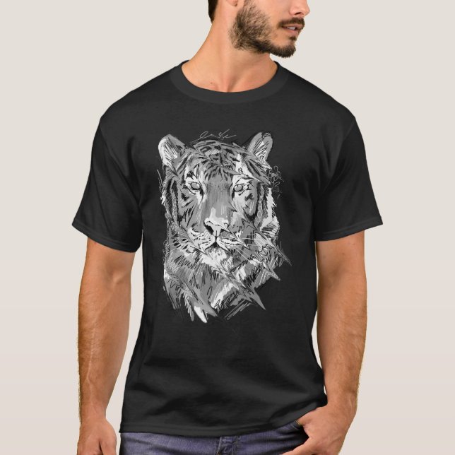 Camiseta Amantes de os animais de Arte Animal Tiger (Frente)