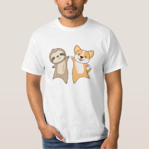Camiseta Amantes de os animais De Cachorro Sloth Corgi Cães