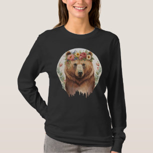 Camiseta Amantes de os animais De Coroa De Flores Castanhos
