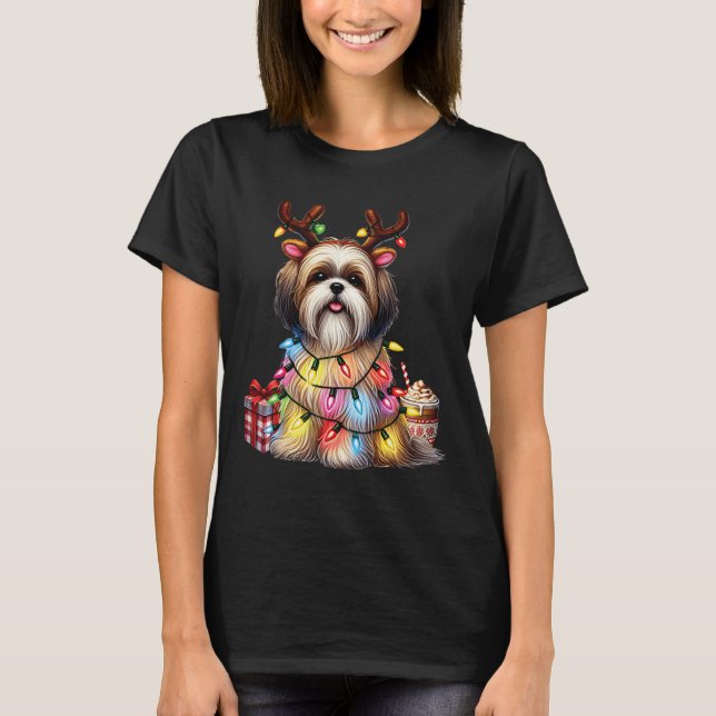 Camiseta Amantes de os animais De Pet Shih Tzu Dogs Reindee (Frente)