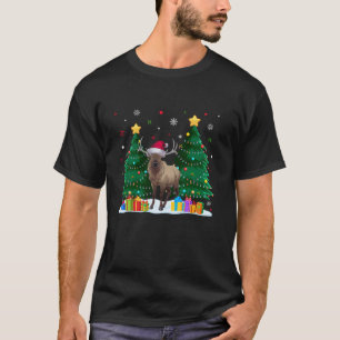Camiseta Amantes de os animais Engraçados Elk Santa Hat Ugl
