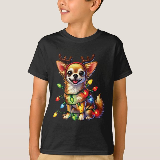 Camiseta Amantes de os animais Pet Chihuahua Dogs Reindeer  (Frente)