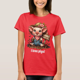 Camiseta Amantes de porco bonitos adicionam texto