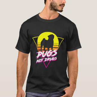 Camiseta Amantes de Pug Fofos Pugs Não Drogas Clássico  102