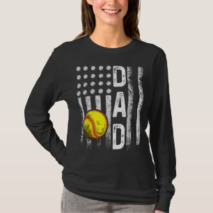 Camiseta Amantes de Softball Pai Americano Flag Vintage