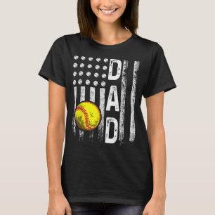 Camiseta Amantes de Softball Pai Americano Flag Vintage