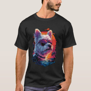 Camiseta Amantes de Westie Sunset Retro West Highland Branc